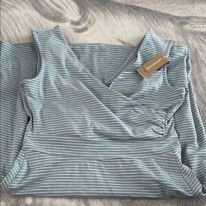 🔥CLOSEOUT🔥Patagonia Blue and White Wrap Ruched Midi Dress